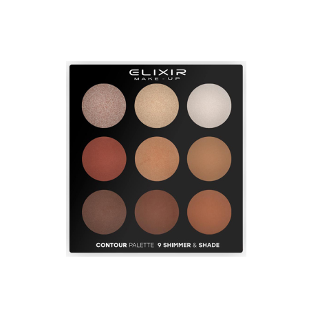Paleta de contornos 9 tons Shimmer & Shade -Enfrentar -Elixir Make Up