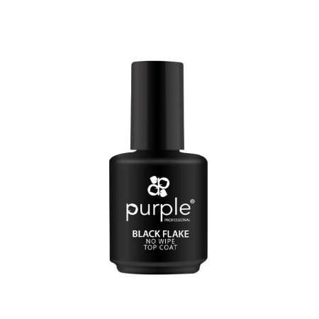 Top Coat Black Flake No Wipe 15ml Purple Professional 15ml -Bases and Top Coats -Purple Professional 2