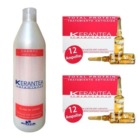 Kerantea Pack Chute de Cheveux 24 ampoules + Shampoing 500 ml -Anti-chute -Kerantea