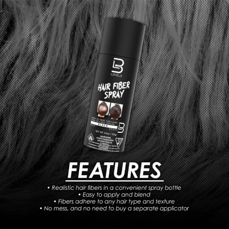 Spray Fibre Cheveux Black Level3 125g -Fibres capillaires -L3vel3 2