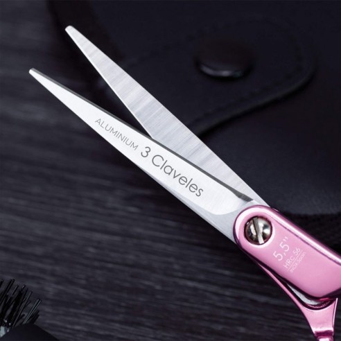 Dur 5.5" Pink Barber Scissors -Hairdressing scissors and razors -3 Claveles