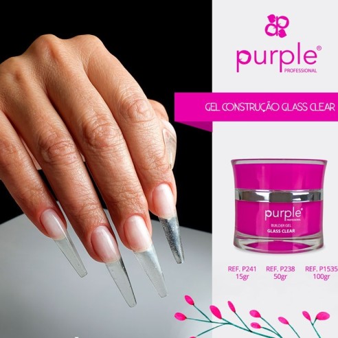 Gel costruttore in Glass Clear Purple Professional 15g -Gel e acrilico -Purple Professional