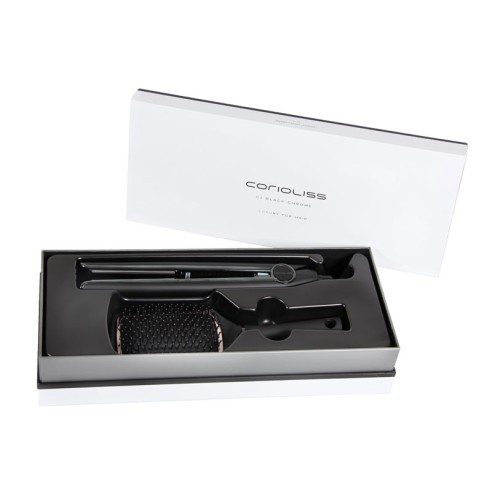 Kit fer Corioliss C1 + brosse plate chromée noire -Lisseurs, pinces et bigoudis -Corioliss
