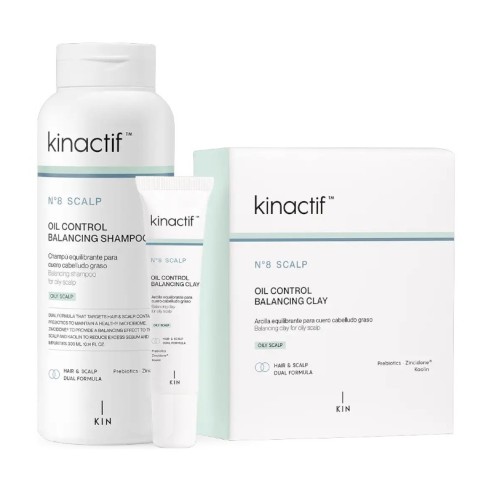 Kinactif N.8 Controle de Óleo no Couro Cabeludo Pacote Ritual de Equilíbrio -Graxa -KIN Cosmetics