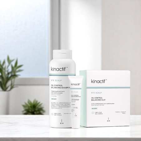 Kinactif N.8 Controle de Óleo no Couro Cabeludo Pacote Ritual de Equilíbrio -Graxa -KIN Cosmetics