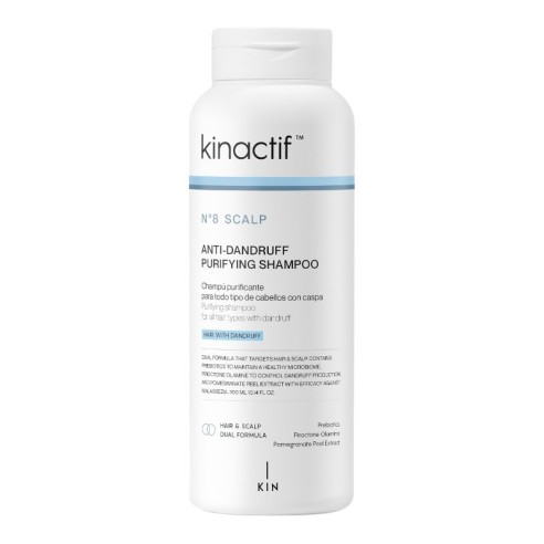 Shampoo Purificante Anticaspa Kinactif N.8 para Couro Cabeludo 300ml -Shampoos -KIN Cosmetics