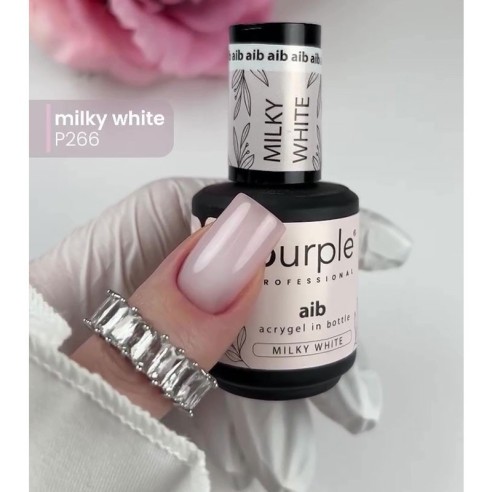 AIB Acrygel in bottle Milky White 15ml -Gel y Acrílico -Purple Professional