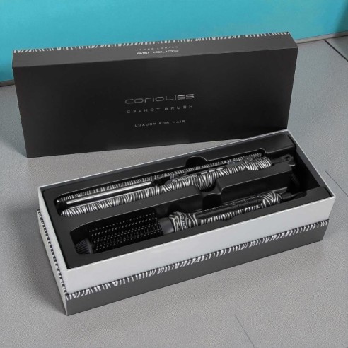 Kit lisseur Corioliss C3 + brosse chauffante Silver Zebra Brush -Lisseurs, pinces et bigoudis -Corioliss