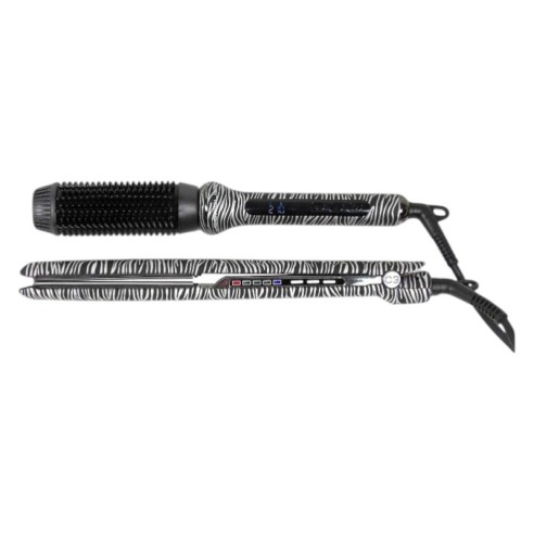 Corioliss C3 Glätteisen-Set + Heißbürste, Silberne Zebrabürste -Haarglätter, Lockenstäbe und Lockenstäbe -Corioliss