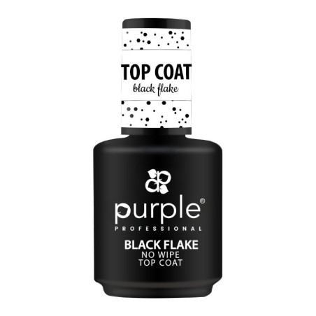 Top Coat Black Flake No Wipe 15ml Purple Professional -Bases y Top Coats -Purple Professional