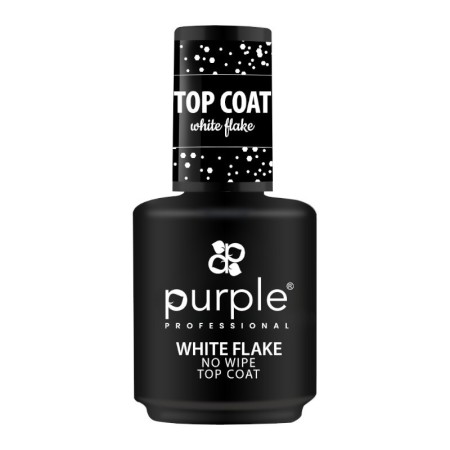 Top Coat White Flake No Wipe -Bases y Top Coats -Purple Professional