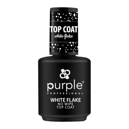 Top Coat White Flake No Wipe Purple Professional 15ml -Bases and Top Coats -Purple Professional