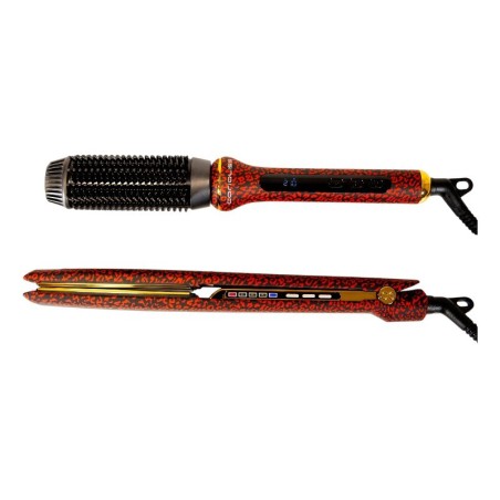 Corioliss C3 Iron Kit + Hot Brush Red Leopard Brush -Hair Straighteners, Tweezers and Curlers -Corioliss