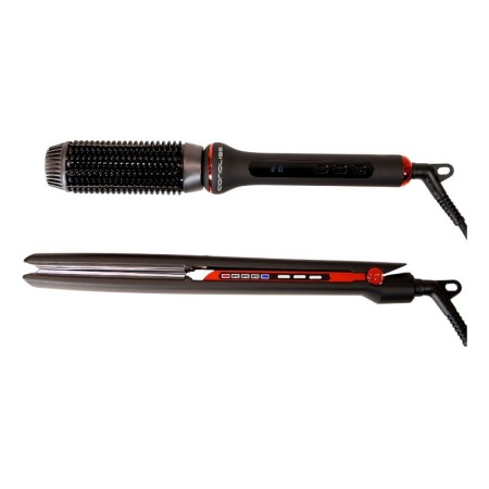 Kit de Ferro Corioliss C3 + Escova Quente Preto Vermelho -Alisadores, pinças e rolos de cabelo -Corioliss